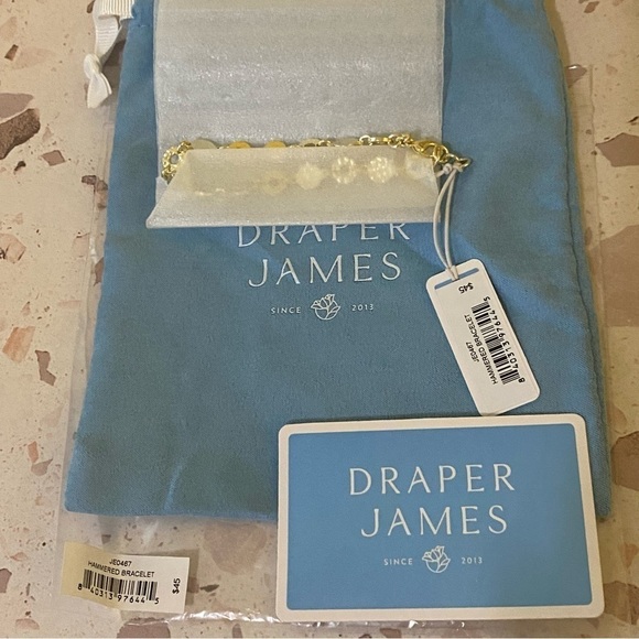 Draper James 12K Shiny Gold Plated Brass Hammered Disc Bracelet - Picture 4 of 4